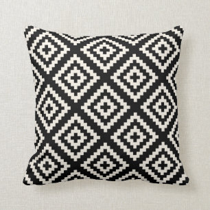 Geometric Black and Cream Pattern Cushion
