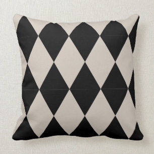 Geometric Black and Ivory Diamond Harlequin Modern Cushion