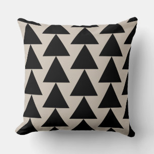 Geometric Black and Ivory Triangle Modern Cushion