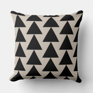 Geometric Black and Ivory Triangle Modern Cushion