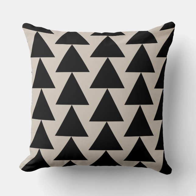Geometric Black and Ivory Triangle Modern Cushion (Front)