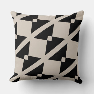 Geometric Black and Ivory Triangle Modern Cushion