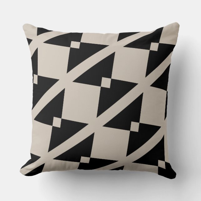 Geometric Black and Ivory Triangle Modern Cushion (Front)
