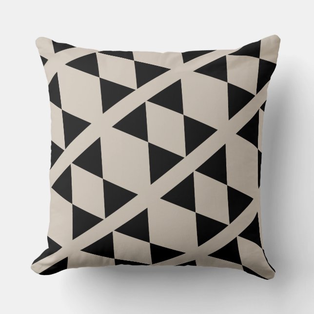 Geometric Black and Ivory Triangle Modern Cushion (Front)