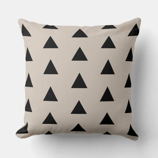 Geometric Black and Ivory Triangle Modern Cushion (Front)