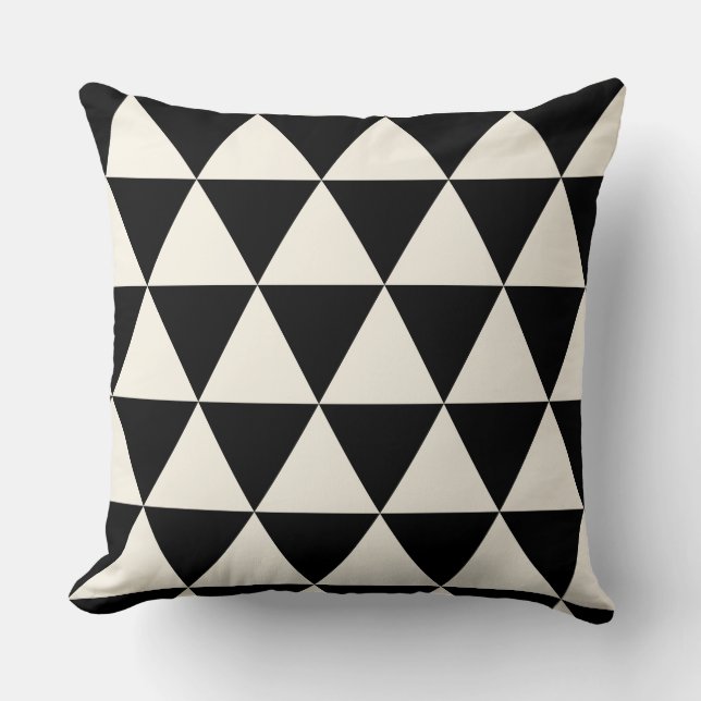 Geometric Black and Ivory White Modern Cushion (Front)