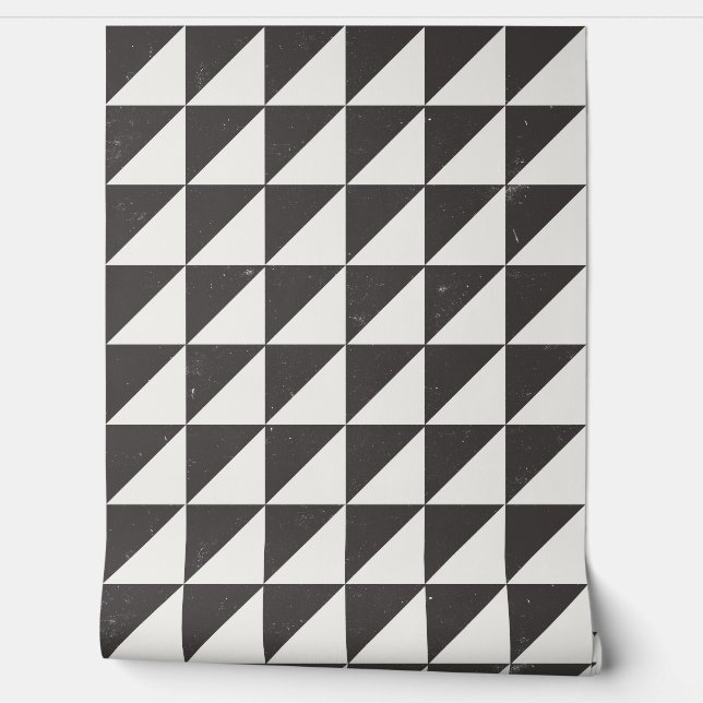 Geometric Black And Off-White Triangles Wallpaper (Unrolling)