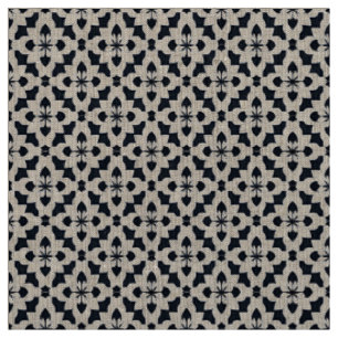 Geometric Black and White Floral Pattern Fabric