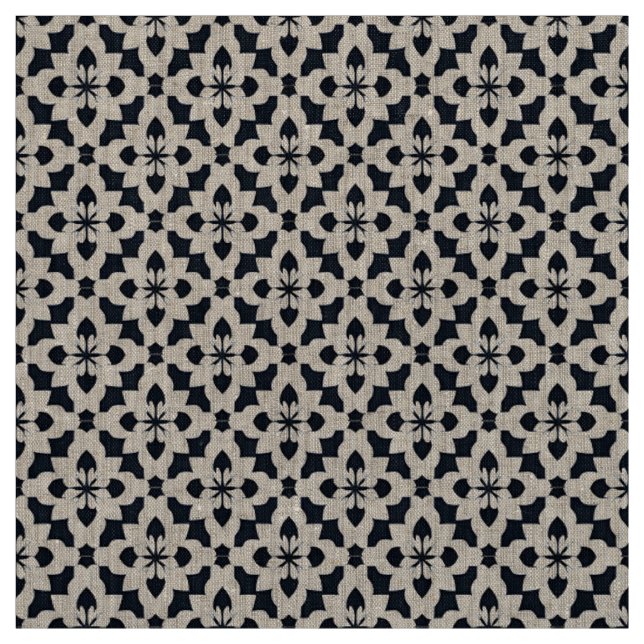 Geometric Black and White Floral Pattern Fabric (Swatch)