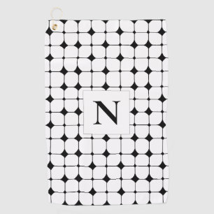 Geometric Black and White Geometric  Golf Towel