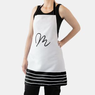 Geometric Black and White Monogram Apron