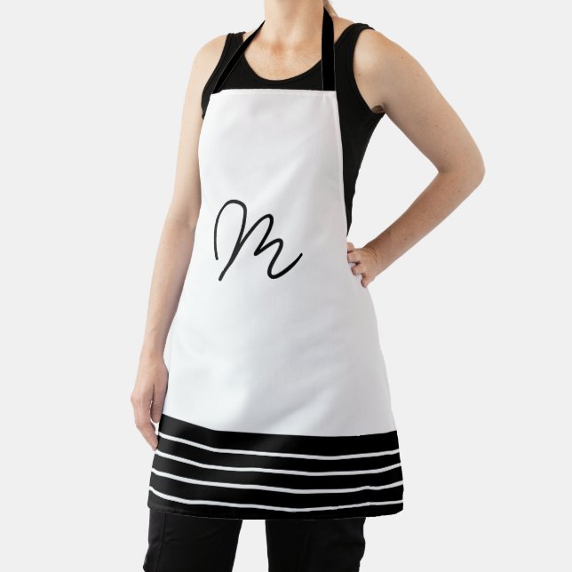 Geometric Black and White Monogram Apron (Insitu)