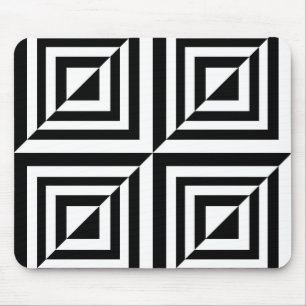 Geometric black and white pattern mouse pad