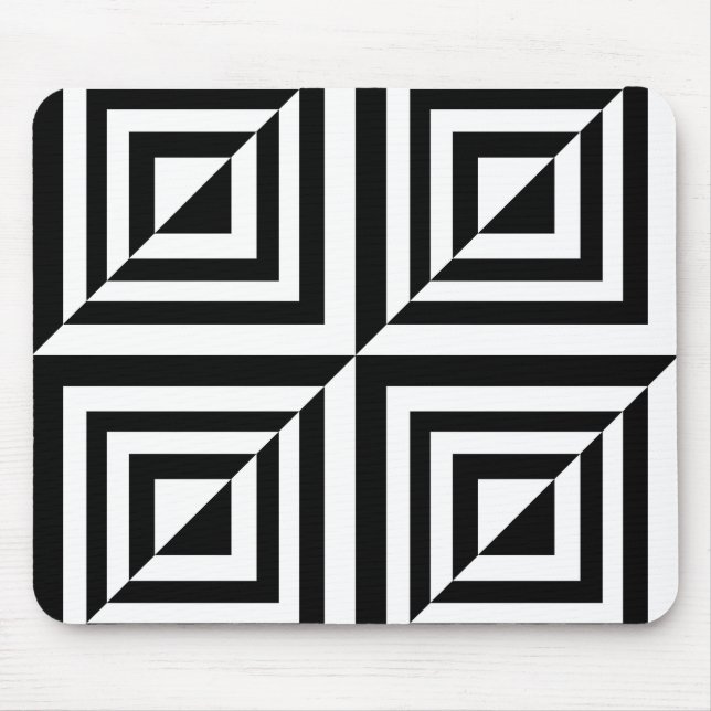 Geometric black and white pattern mouse pad (Front)