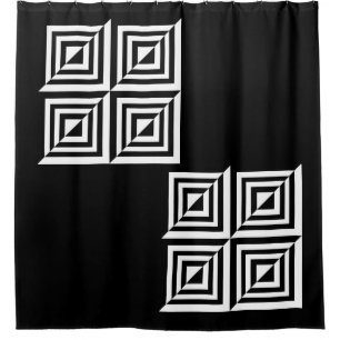 Geometric black and white pattern shower curtain