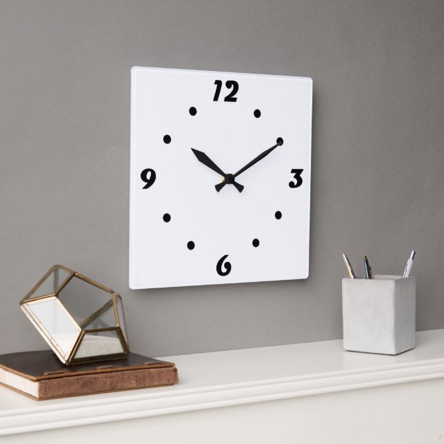 Geometric black and white pattern square wall clock (Office)