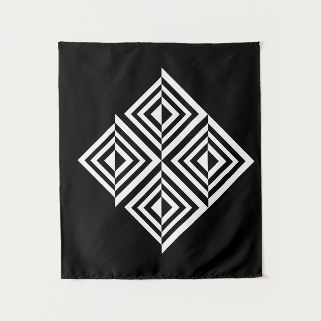 Geometric black and white pattern tapestry (Front)