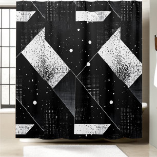 Geometric Black and White Shower Curtain Style 1 