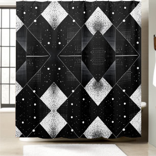 Geometric Black and White Shower Curtain Style 2