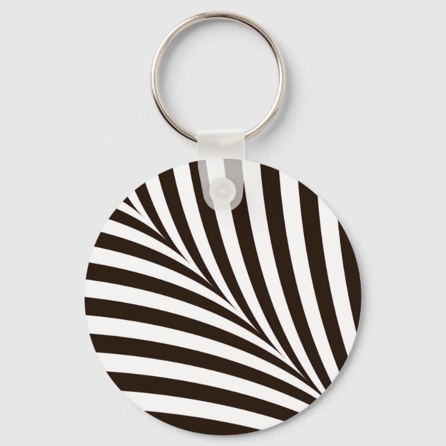 Geometric black and white stripes  key ring (Front)