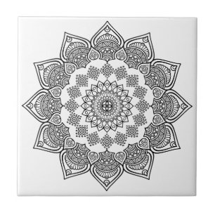 Geometric Black and White Template Ceramic Tile
