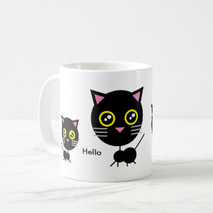 Geometric Black Cat Coffee Mug