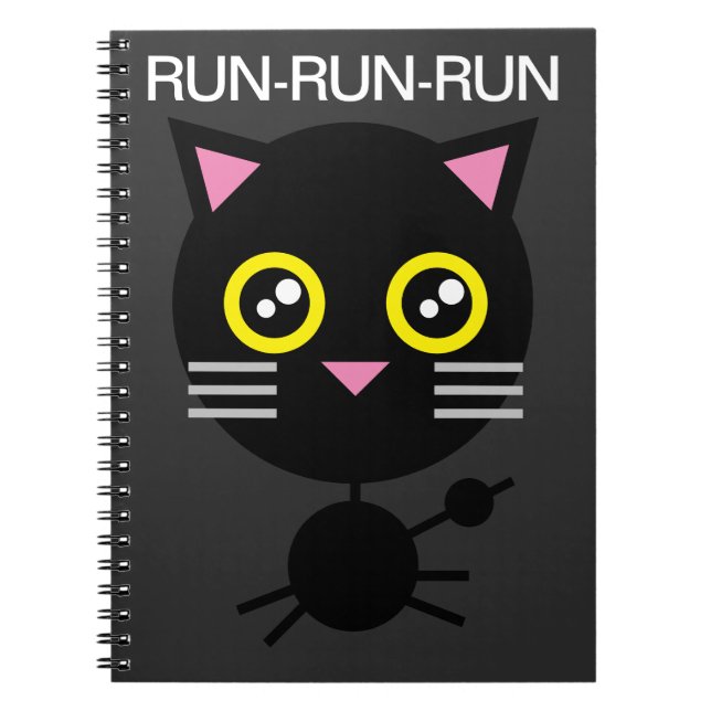Geometric Black Cat  Notebook (Front)