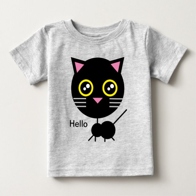 Geometric Black Cat T-Shirt (Front)