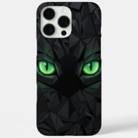 Geometric Black Cat with Emerald Green Eyes