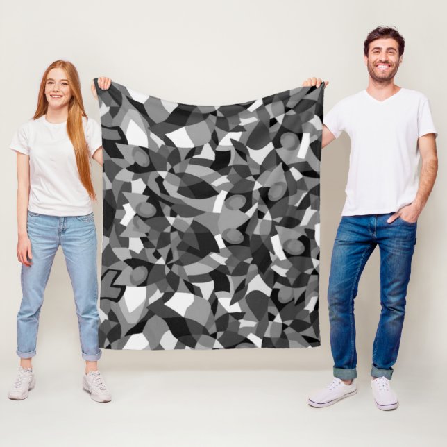 Geometric Black Fleece Blanket (In Situ)