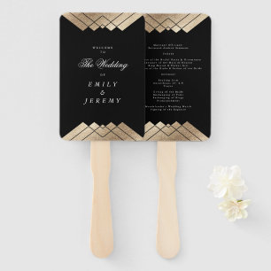 Geometric Black Gold Gatsby Wedding Hand Fan