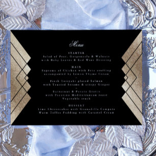 Geometric Black Gold Gatsby Wedding Menu