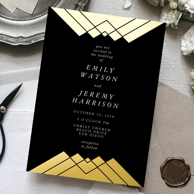 Geometric Black Gold Gatsby Wedding Pressed (Creator Uploaded)