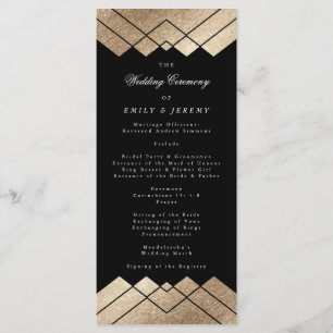 Geometric Black Gold Gatsby Wedding Program
