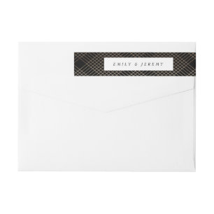 Geometric Black Gold Gatsby Wedding Wrap Around Label