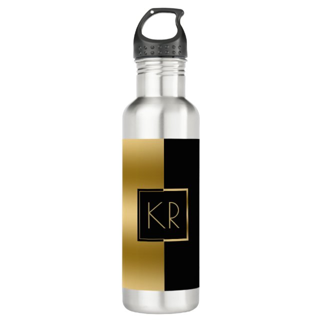 Geometric Black & Gold Modern Design 710 Ml Water Bottle (Front)