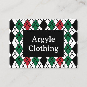 Geometric Black Green Red Argyle Geometric Pattern Business Card