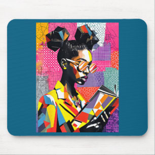 Geometric black history educated women reading mouse pad