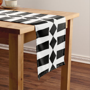 Geometric Black Modern Pattern Short Table Runner
