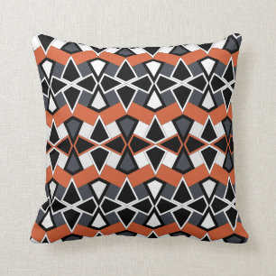 Geometric black ,orange and grey seamless patterns cushion