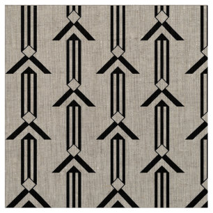 Geometric Black Stripes and Chevrons Fabric