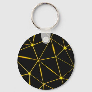 Geometric black triangles gold lines key ring