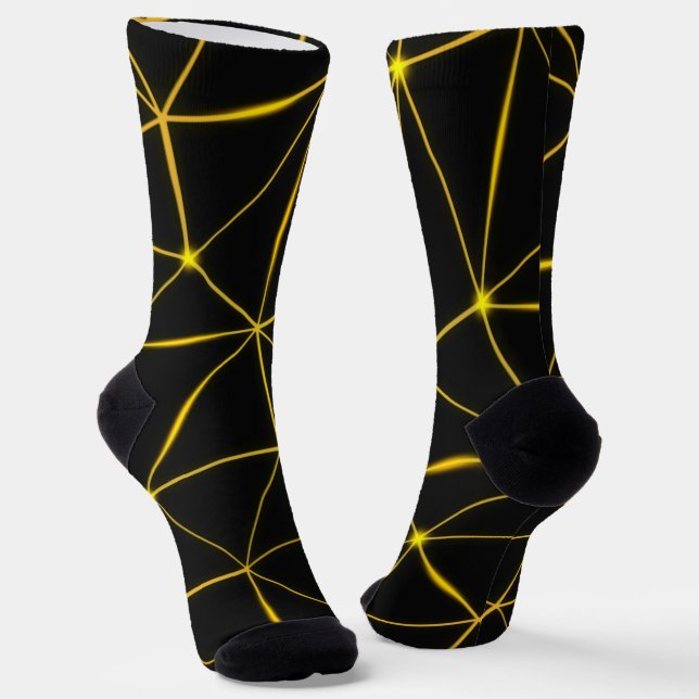Geometric black triangles gold lines socks (Angled)
