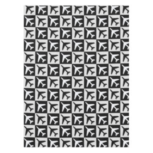 Geometric Black White Aviation Jets Aeroplane Tablecloth