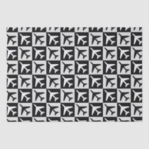 Geometric Black White Aviation Jets Aeroplane Tissue Paper