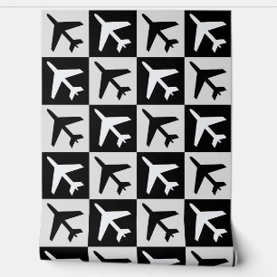 Geometric Black White Aviation Jets Aeroplane Wallpaper
