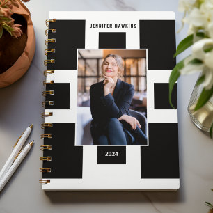 Geometric Black & White Business Photo Monogram Planner