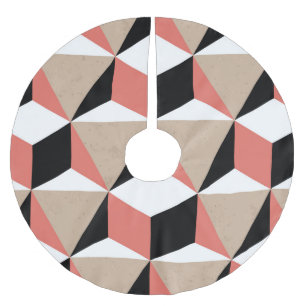 Geometric black white coral pattern. brushed polyester tree skirt