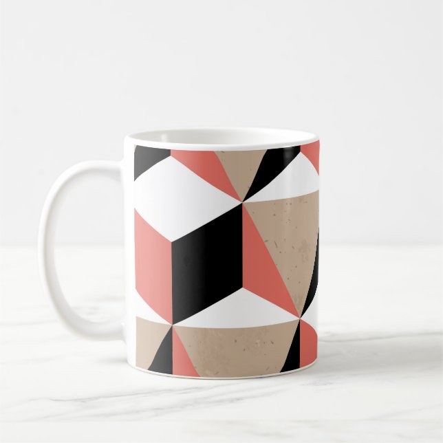 Geometric black white coral pattern. coffee mug (Left)