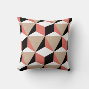 Geometric black white coral pattern. cushion